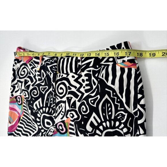 Nouveau Capri Pants Womens 12 Black Stretch Colorful Butterfly Art Geometric 90s - Picture 6 of 10